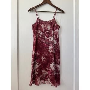 Cinnamon Girl Hawaii Maroon Red Floral Watercolor Slip Dress Size XSmall